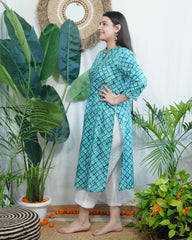 Ferozi geometric ban neck