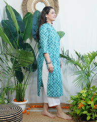 Ferozi geometric ban neck