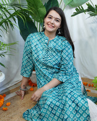 Ferozi geometric ban neck