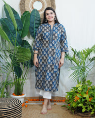Blue Leaf Kurta