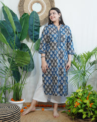 Blue Leaf Kurta