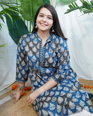 Blue Leaf Kurta