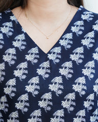 Dark blue floral kurti