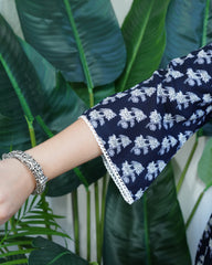 Dark blue floral kurti
