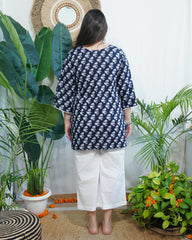 Dark blue floral kurti
