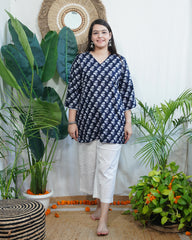 Dark blue floral kurti
