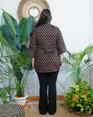 Black flower border kurti