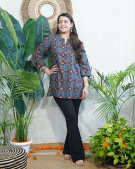 indigo circle geometric kurti