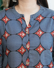 indigo circle geometric kurti