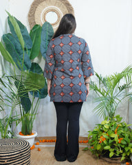 indigo circle geometric kurti