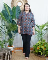 indigo circle geometric kurti
