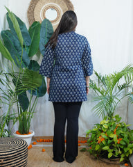 Indigo leaf ban neck kurti