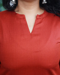 Rust kullu border woollen short kurti