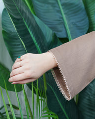 Brown kullu border woollen short kurti