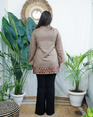 Brown kullu border woollen short kurti