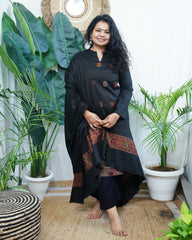 Black woollen Kullu suit set