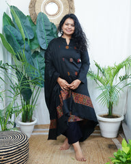 Black woollen Kullu suit set