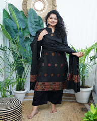 Black woollen Kullu suit set
