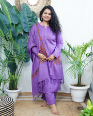 Lavender Woollen full suit set