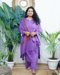 Lavender Woollen full suit set