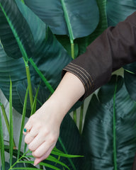 Coffee A-line Gather style Kurta with pocket