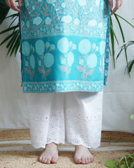 Ferozi Floral Border kurta