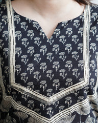 Black Floral Yoke Kurta