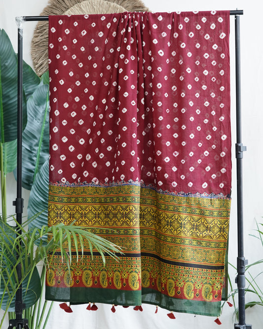 Wine Bandhini print dupatta