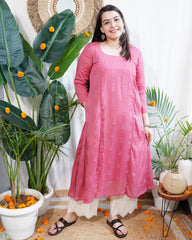 Pink Georgette Aline kurta with lining