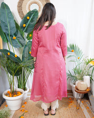 Pink Georgette Aline kurta with lining