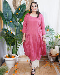 Pink Georgette Aline kurta with lining