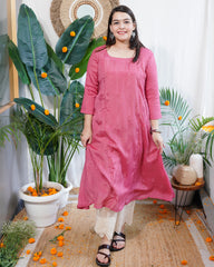 Pink Georgette Aline kurta with lining
