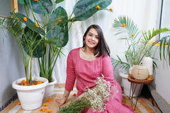 Pink Georgette Aline kurta with lining