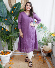 Purple Georgette Aline kurta with lining