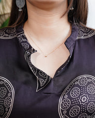 Black geometric modal silk kurta