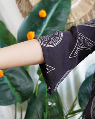 Black geometric modal silk kurta