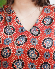 Maroon modal ajrakh kurta