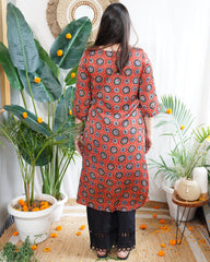 Maroon modal ajrakh kurta