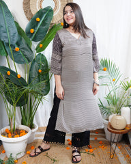 Beige lines modal designer kurta