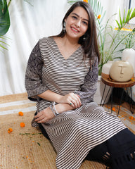 Beige lines modal designer kurta