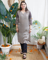 Beige lines modal designer kurta