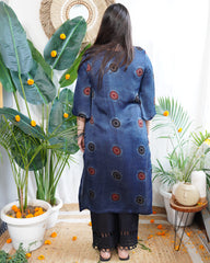 Indigo dotted modal silk kurta