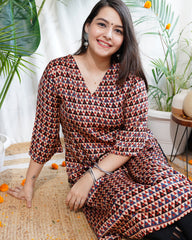 Multi geometric modal kurta