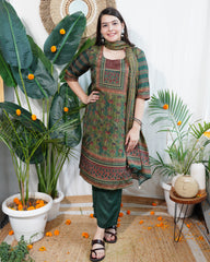 Green Digital printed full suit set