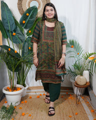 Green Digital printed full suit set