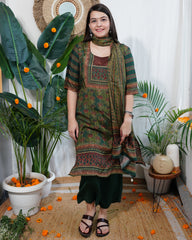 Green Digital printed full suit set