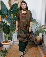 Green Digital printed full suit set