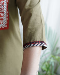 Mehendi embroidered yoke Long kurta