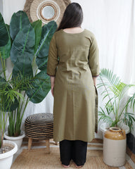 Mehendi embroidered yoke Long kurta