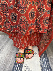 Rust Printed Aline Full Suit Set Pants by MySanskritam